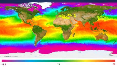 Map of ocean temperatures [°C]