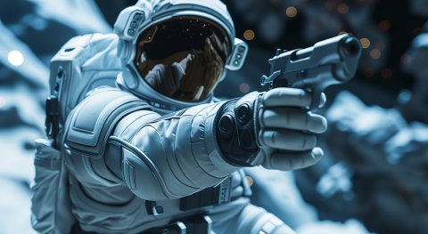 Can an astronaut near Earth shoot an astronaut near Jupiter?