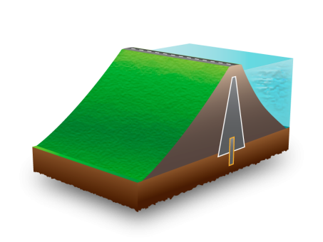 Earth-filled gravity dams