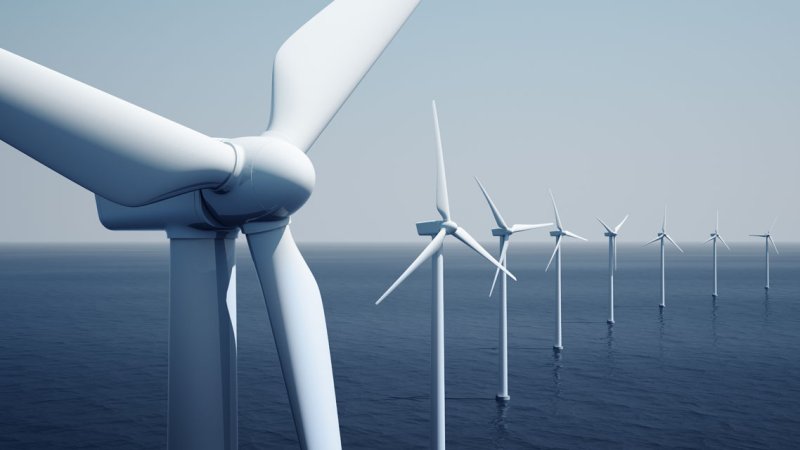 A 3D model of offshore horizontal wind turbines. (Source: © zentilia / stock.adobe.com)