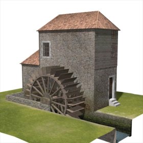 Wooden medieval water wheel