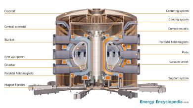Cross-section of large ITER tokamak with coils and interior of vacuum vessel. You can download it for your own projects from the Free Download / Images section.