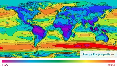 Map of wind patterns