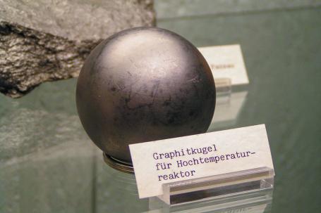 A graphite sphere containing dispersed micro-particles of nuclear fuel is used in so-called pebble-bed high-temperature reactors. (Source: Wikipedia.org)