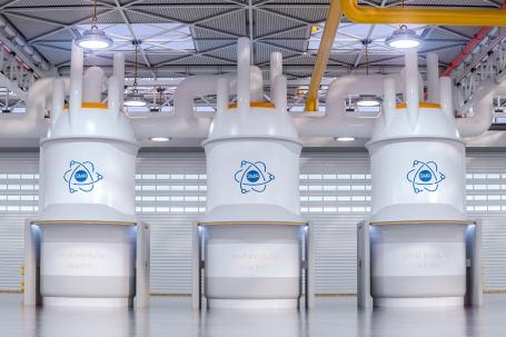 This illustrative 3D vision of a small modular reactor power plant suggests that such facilities could be compact and relatively simple in their overall layout. (Source: &copy; AA+W / stock.adobe.com)