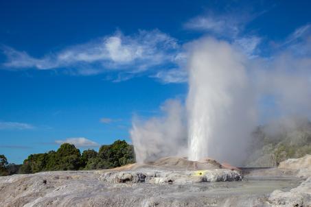 A geyser in the Whakarewarewa geothermal region, in the middle of the North Island of New Zealand. (Source: © Tomtsya / stock.adobe.com)