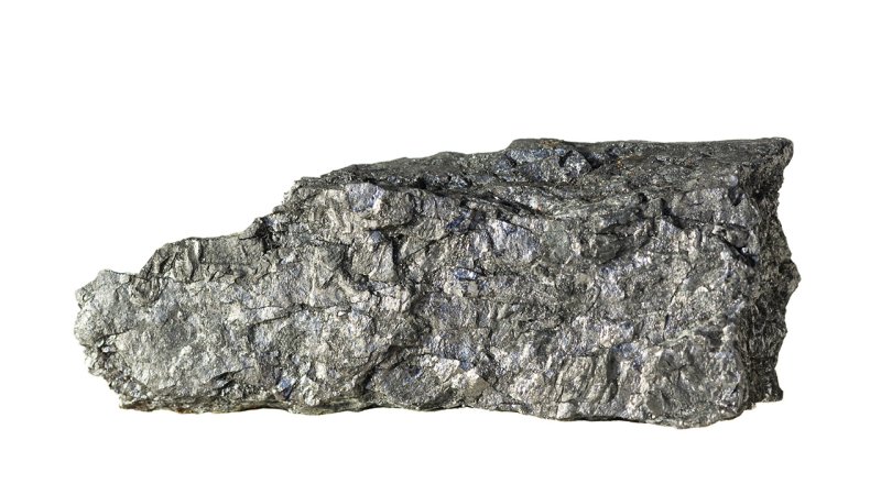 Surface structure of graphite ore. Black or dark grey material is soft and slippery. It moderates neutrons very effectively. (Source: © epitavi / stock.adobe.com)