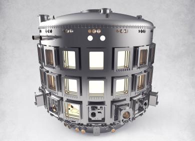 Model of the ITER cryostat, the vacuum-insulated structure that encloses the tokamak and maintains the cold environment for its superconducting magnets. (Credit © ITER Organization, www.iter.org)