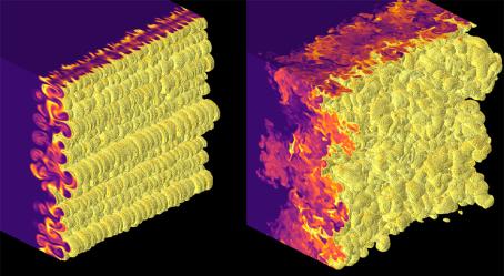 Instabilities mixing compressed pellet surface. (Credit: © LLNL / www.llnl.gov)