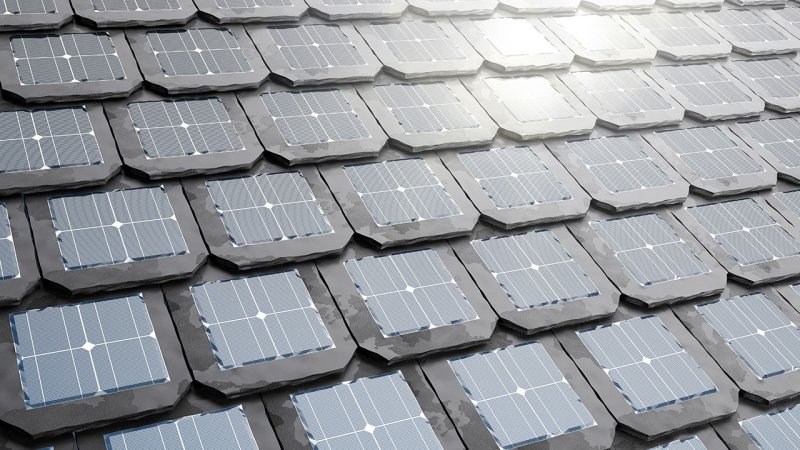Small photovoltaic panels placed directly on the roof tiles. (Source: © iaremenko / stock.adobe.com)