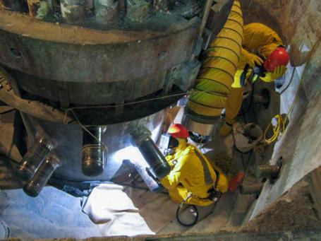 Before dismantling activities at the Heavy Water Components Test Reactor could begin, it was necessary to precisely document the technical condition of the facility and incorporate this information into the final decommissioning plan. (Source: Wikipedia.org)
