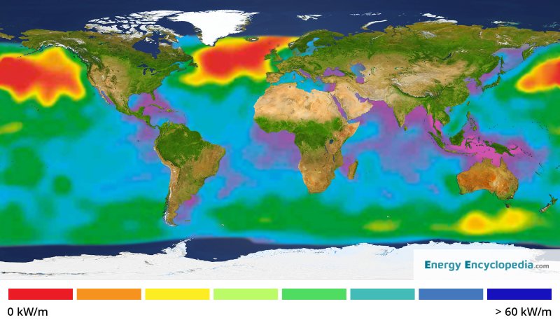 Map of wave energy