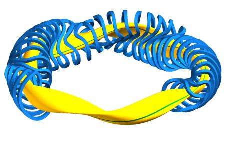 The plasma and the magnetic coils in the modular stellarator. (Credit: IPP)