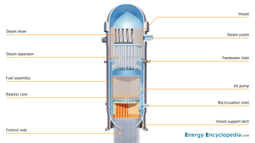 NPP BWR reactor, schematic diagram