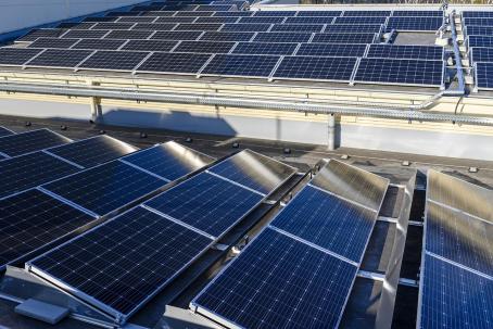 A photovoltaic power plant with fixed solar panels. (Source: © lapis2380 / stock.adobe.com)
