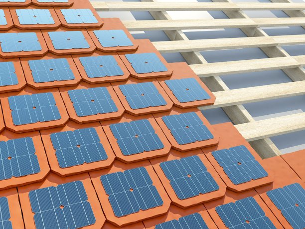 Artist’s impression of roof tiles with integrated photovoltaics. (Source: © iaremenko / stock.adobe.com)