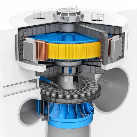 Francis turbine with generator. (Source: &copy; Filipp / stock.adobe.com)