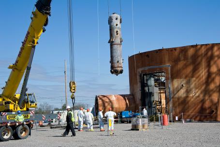 During decommissioning of the Heavy Water Components Test Reactor, some activated components were removed in one piece and subsequently transported to specialised facilities for further treatment. (Source: Wikipedia.org) During decommissioning of the Heavy Water Components Test Reactor, some activated components were removed in one piece and subsequently transported to specialised facilities for further treatment. (Source: Wikipedia.org)